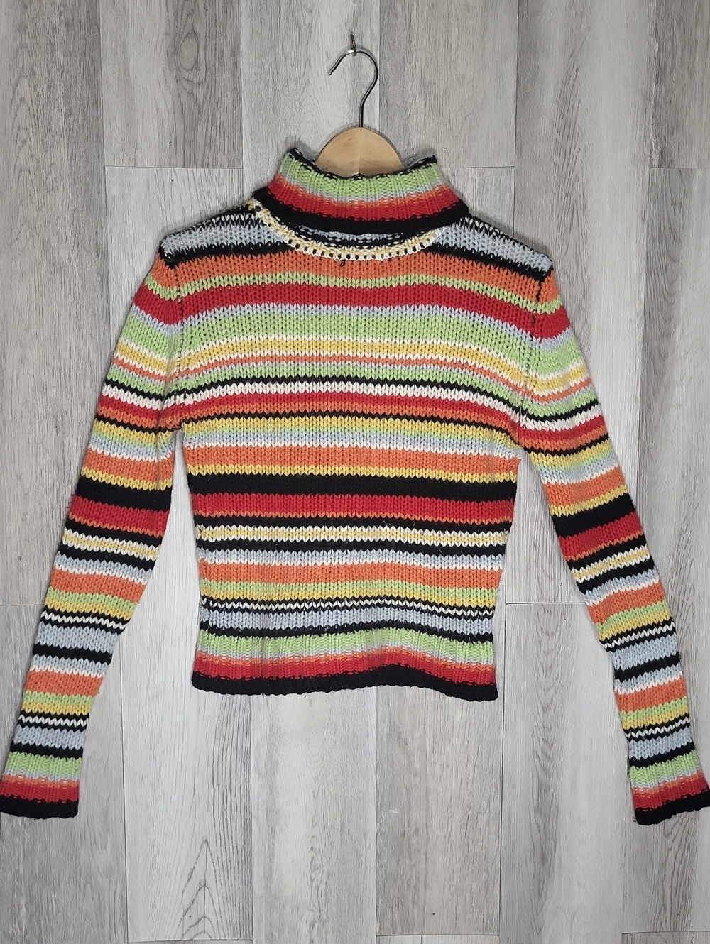 Vintage Tempesta Gruppo Americano Lambswool Angora Striped Turtleneck Sweater M